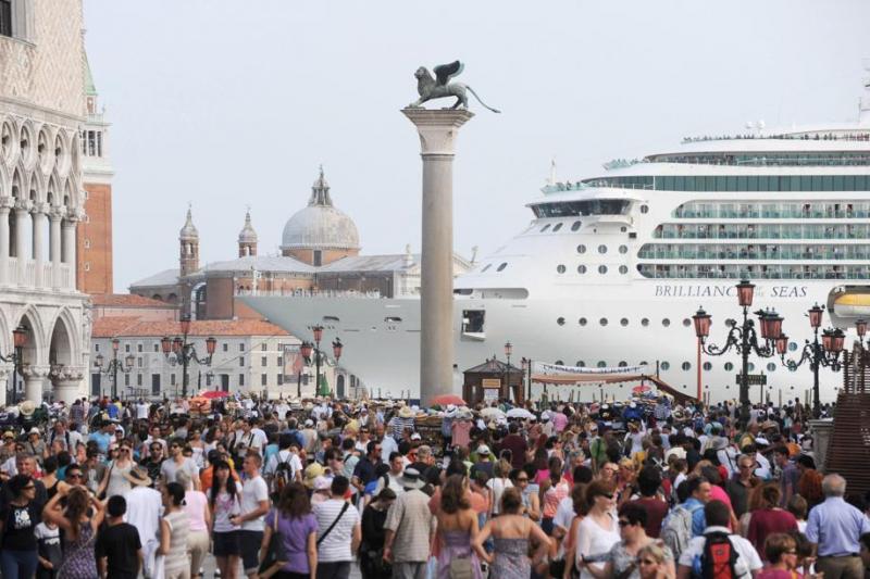 in venice huge cruise ships bring tourists and complaints