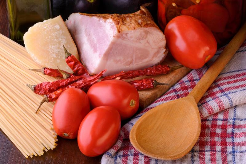 Ingredients for Spaghetti all'Amatriciana Ingredients for Spaghetti all'Amatriciana