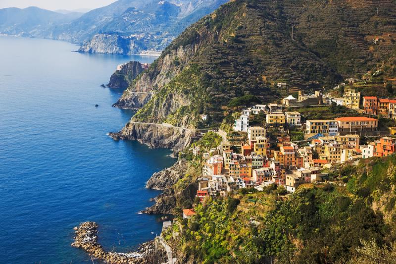 Aerial view of Via dell'Amore in Italy's Cinque Terre