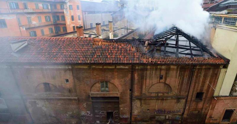 Cavallerizza Reale Turin on fire
