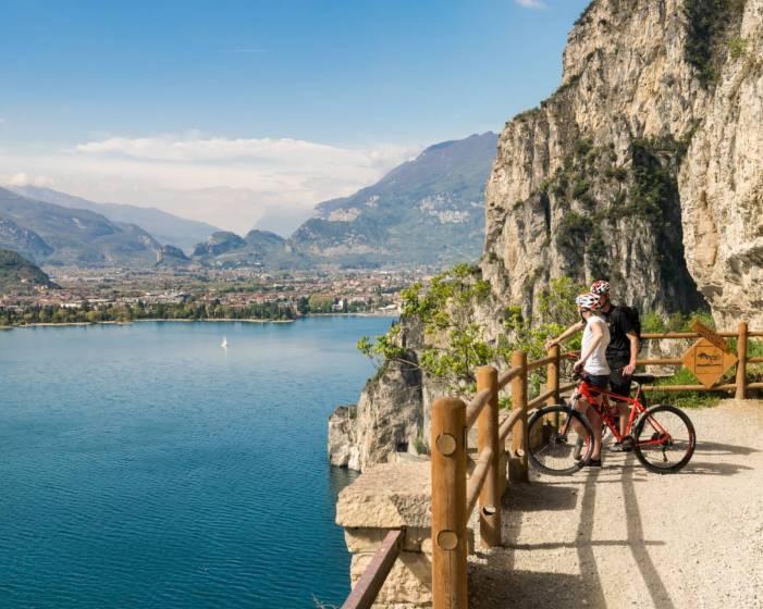 Cycle path along Lake Garda in Italy