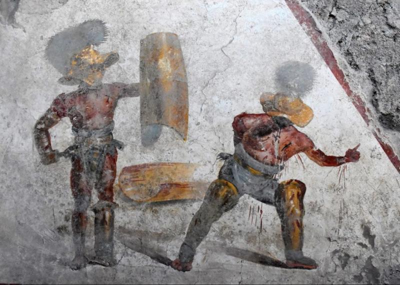 Gladiators fresco in Pompeii