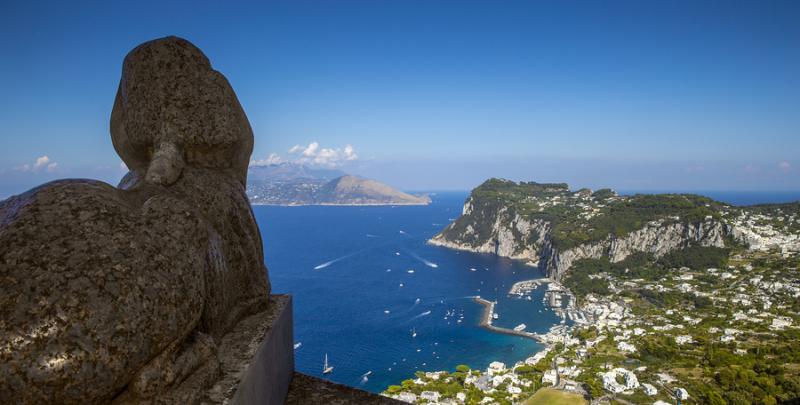 Panoramic view of Capri island from Villa San Michele