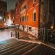 Empty calle in Venice at night 