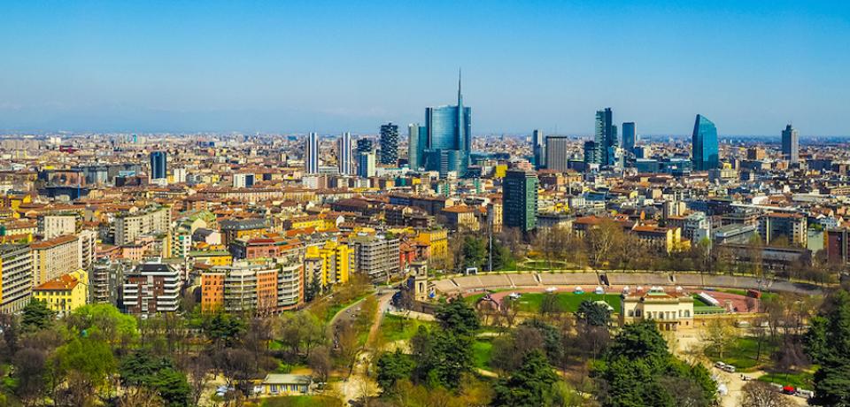 Panoramic view of the new skyscrapers in Milan