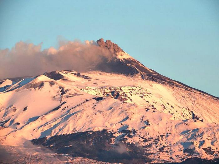 Mount Etna erupting under the snow Mount Etna erupting under the snow