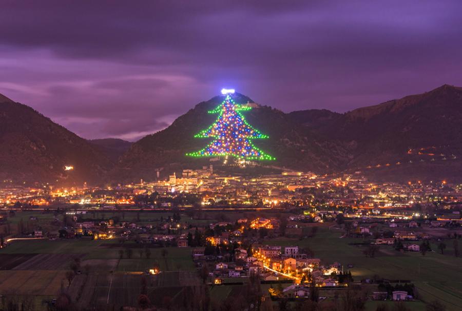 Christmas lights Gubbio Christmas lights Italy