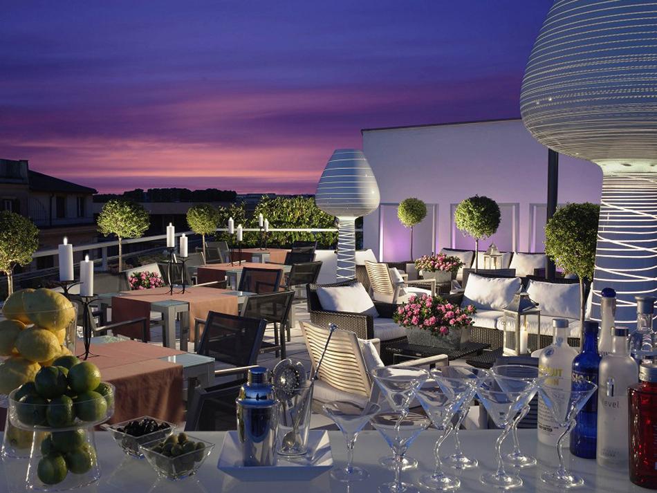 Rooftop terrace of the Le Meridien Visconti Hotel best hotels for aperitivo in Rome