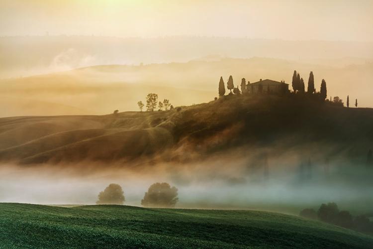 Tuscan countryside fog Tuscan countryside