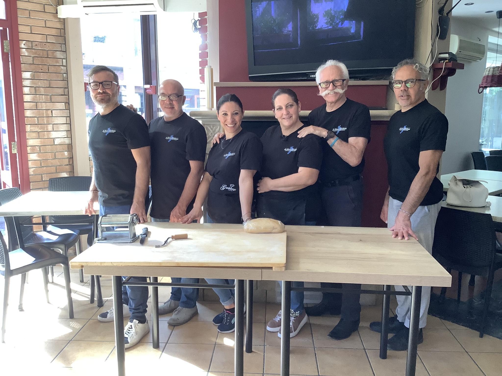Close-up of Calabrian cooking school team